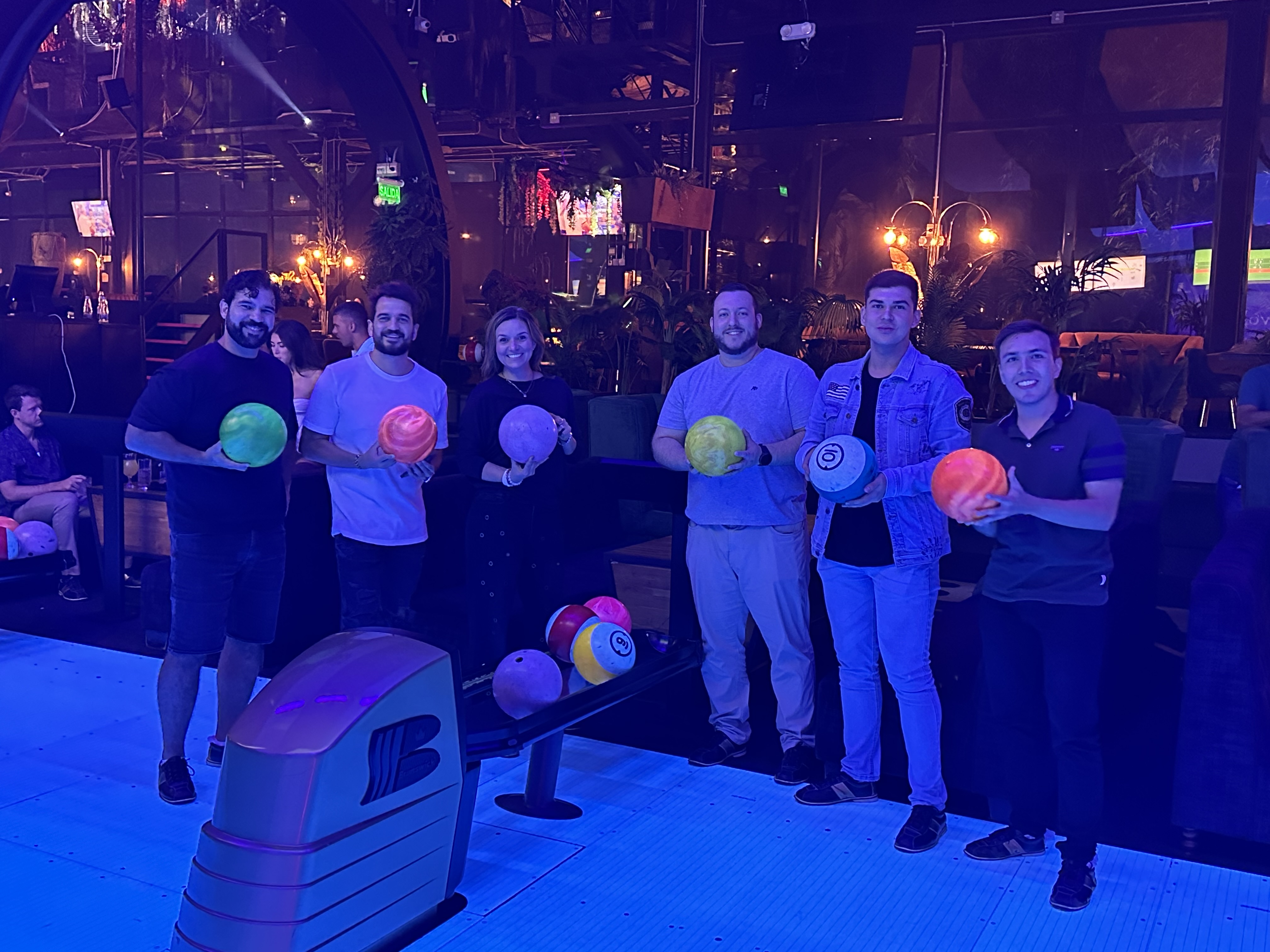 Moabits sales team bonding at bowling alley