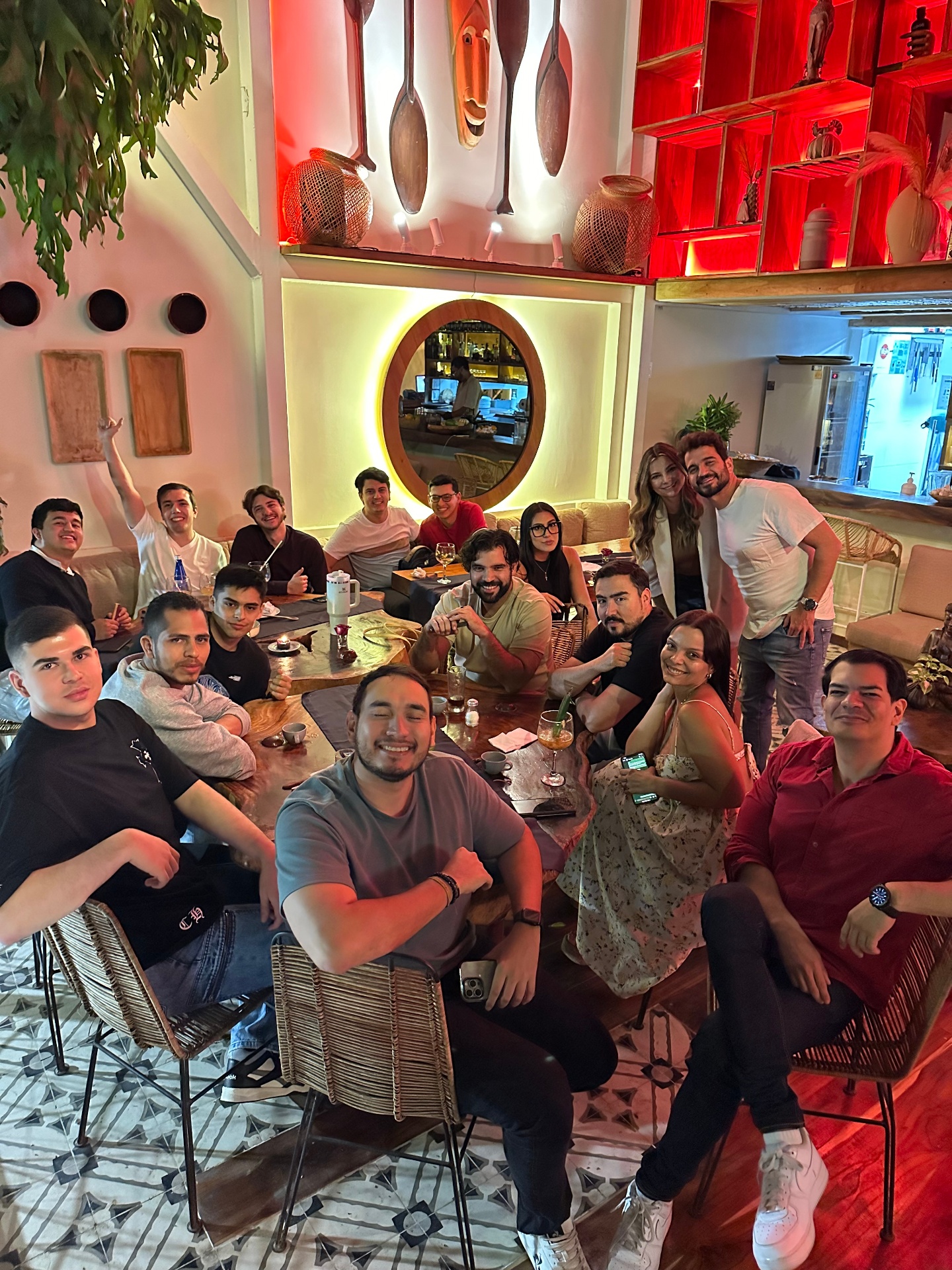 Moabits team celebrating at restaurant in Medellín